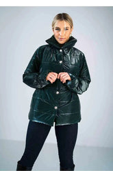 Figl high collar quilted hip-length jacket  Adomoo